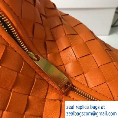 Bottega Veneta Knotted Handle Medium BV Jodie Hobo Bag in Woven Leather Orange 2020