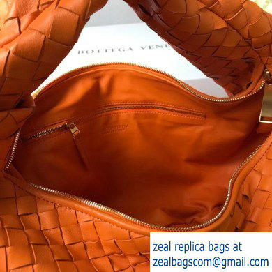 Bottega Veneta Knotted Handle Medium BV Jodie Hobo Bag in Woven Leather Orange 2020 - Click Image to Close