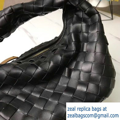 Bottega Veneta Rounded Mini BV Jodie Hobo Bag in Woven Leather Black 2020 - Click Image to Close