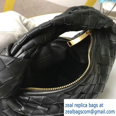 Bottega Veneta Rounded Mini BV Jodie Hobo Bag in Woven Leather Black 2020