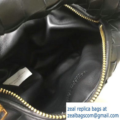 Bottega Veneta Rounded Mini BV Jodie Hobo Bag in Woven Leather Black 2020