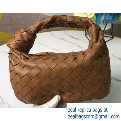 Bottega Veneta Rounded Mini BV Jodie Hobo Bag in Woven Leather Brown 2020