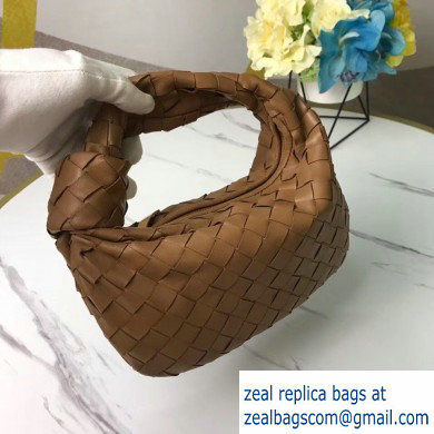 Bottega Veneta Rounded Mini BV Jodie Hobo Bag in Woven Leather Brown 2020