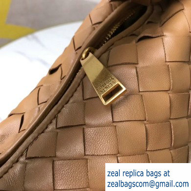 Bottega Veneta Rounded Mini BV Jodie Hobo Bag in Woven Leather Brown 2020