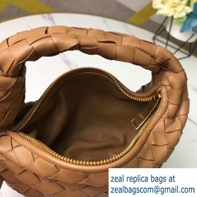 Bottega Veneta Rounded Mini BV Jodie Hobo Bag in Woven Leather Brown 2020