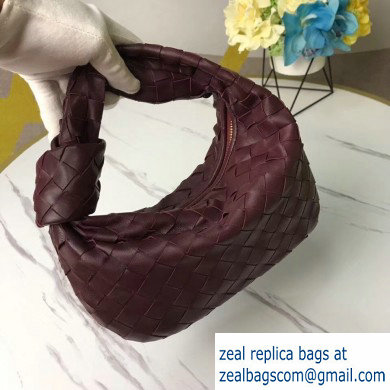 Bottega Veneta Rounded Mini BV Jodie Hobo Bag in Woven Leather Burgundy 2020 - Click Image to Close