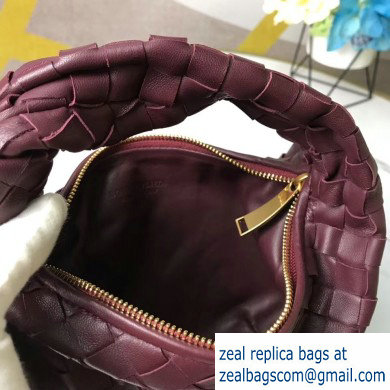 Bottega Veneta Rounded Mini BV Jodie Hobo Bag in Woven Leather Burgundy 2020 - Click Image to Close