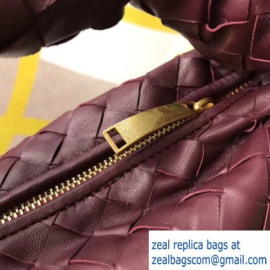 Bottega Veneta Rounded Mini BV Jodie Hobo Bag in Woven Leather Burgundy 2020 - Click Image to Close