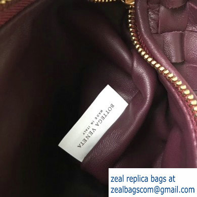 Bottega Veneta Rounded Mini BV Jodie Hobo Bag in Woven Leather Burgundy 2020