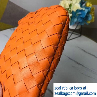 Bottega Veneta Rounded Mini BV Jodie Hobo Bag in Woven Leather Orange 2020