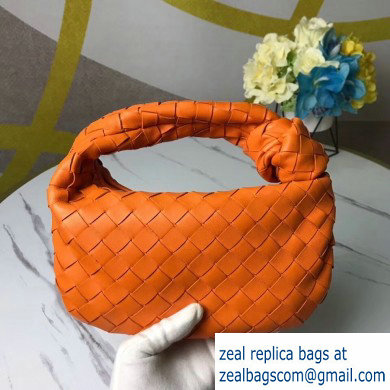 Bottega Veneta Rounded Mini BV Jodie Hobo Bag in Woven Leather Orange 2020 - Click Image to Close