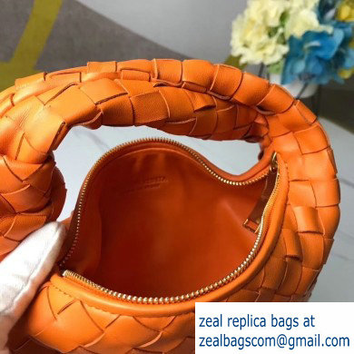 Bottega Veneta Rounded Mini BV Jodie Hobo Bag in Woven Leather Orange 2020 - Click Image to Close