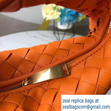 Bottega Veneta Rounded Mini BV Jodie Hobo Bag in Woven Leather Orange 2020