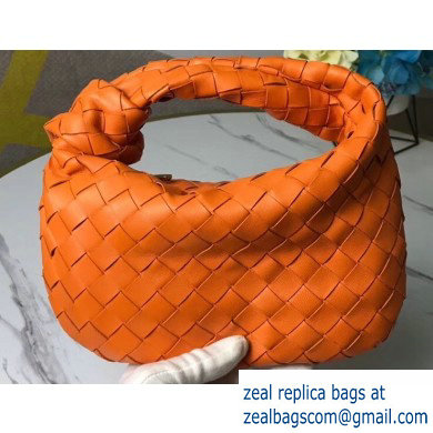 Bottega Veneta Rounded Mini BV Jodie Hobo Bag in Woven Leather Orange 2020 - Click Image to Close