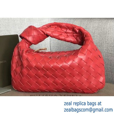 Bottega Veneta Rounded Mini BV Jodie Hobo Bag in Woven Leather Red 2020