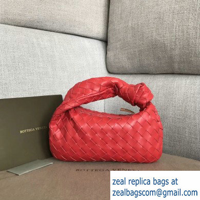 Bottega Veneta Rounded Mini BV Jodie Hobo Bag in Woven Leather Red 2020