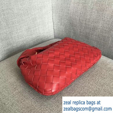 Bottega Veneta Rounded Mini BV Jodie Hobo Bag in Woven Leather Red 2020