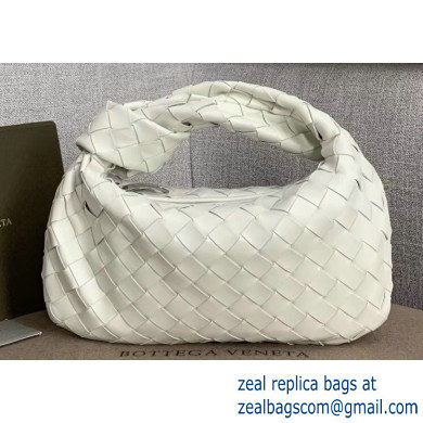 Bottega Veneta Rounded Mini BV Jodie Hobo Bag in Woven Leather White 2020