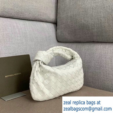 Bottega Veneta Rounded Mini BV Jodie Hobo Bag in Woven Leather White 2020