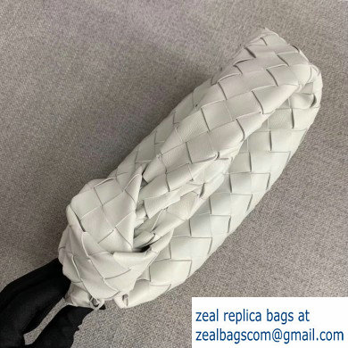 Bottega Veneta Rounded Mini BV Jodie Hobo Bag in Woven Leather White 2020