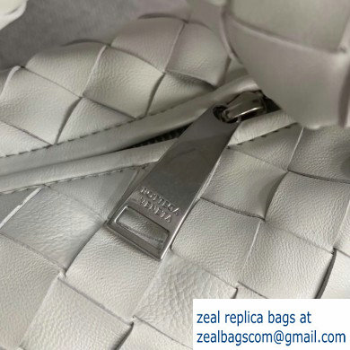 Bottega Veneta Rounded Mini BV Jodie Hobo Bag in Woven Leather White 2020