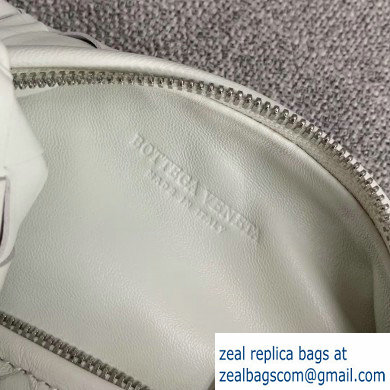 Bottega Veneta Rounded Mini BV Jodie Hobo Bag in Woven Leather White 2020