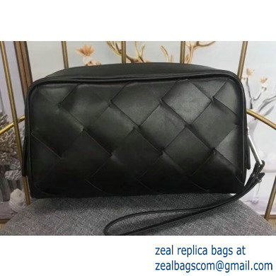 Bottega Veneta Small Toiletry Case In Intreccio Weave Black 2020