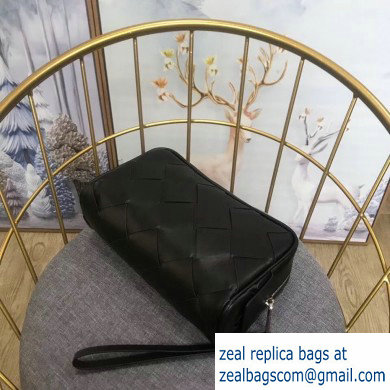 Bottega Veneta Small Toiletry Case In Intreccio Weave Black 2020 - Click Image to Close