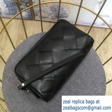 Bottega Veneta Small Toiletry Case In Intreccio Weave Black 2020