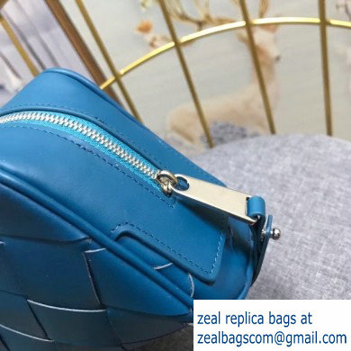 Bottega Veneta Small Toiletry Case In Intreccio Weave Blue 2020