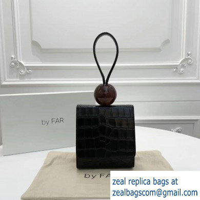 By Far Ball Bag in Croco Embossed Leather Black