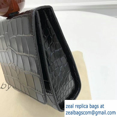 By Far Ball Bag in Croco Embossed Leather Black