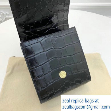 By Far Ball Bag in Croco Embossed Leather Black