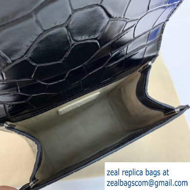 By Far Ball Bag in Croco Embossed Leather Black