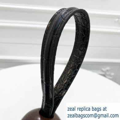 By Far Ball Bag in Croco Embossed Leather Black