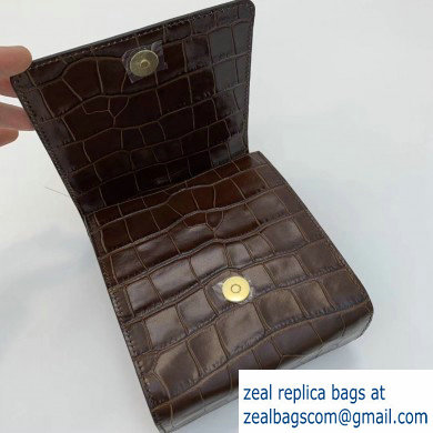 By Far Ball Bag in Croco Embossed Leather Coffee