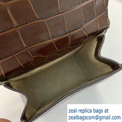 By Far Ball Bag in Croco Embossed Leather Coffee