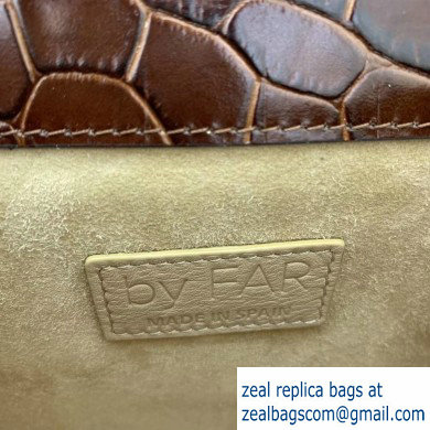 By Far Ball Bag in Croco Embossed Leather Coffee