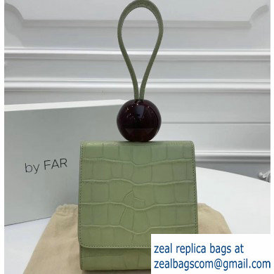 By Far Ball Bag in Croco Embossed Leather Light Green