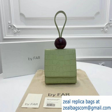 By Far Ball Bag in Croco Embossed Leather Light Green