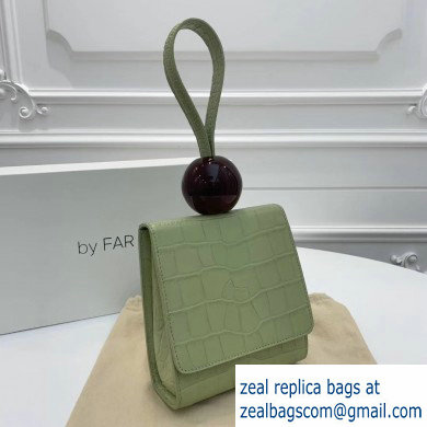 By Far Ball Bag in Croco Embossed Leather Light Green