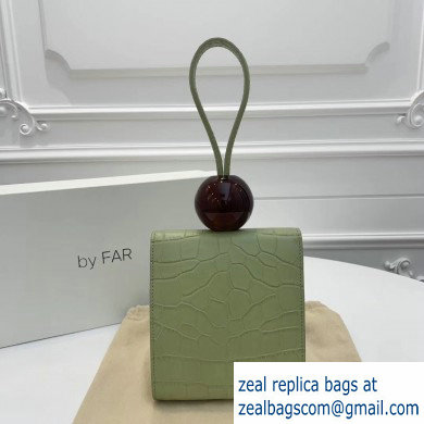 By Far Ball Bag in Croco Embossed Leather Light Green