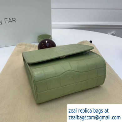 By Far Ball Bag in Croco Embossed Leather Light Green