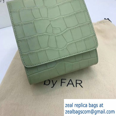 By Far Ball Bag in Croco Embossed Leather Light Green
