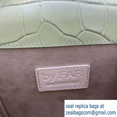 By Far Ball Bag in Croco Embossed Leather Light Green