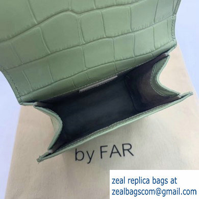 By Far Ball Bag in Croco Embossed Leather Light Green