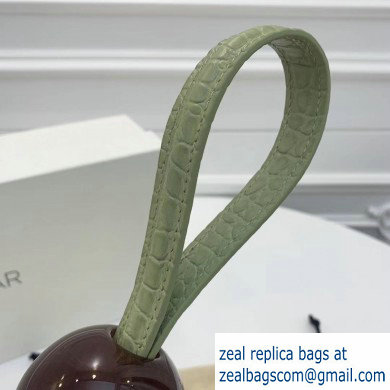 By Far Ball Bag in Croco Embossed Leather Light Green