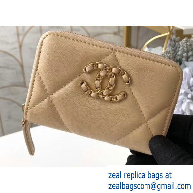 Chanel 19 Leather Zipped Coin Purse AP0949 Beige 2020
