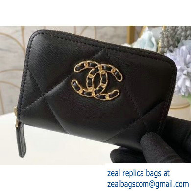 Chanel 19 Leather Zipped Coin Purse AP0949 Black 2020