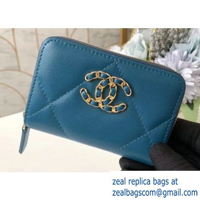 Chanel 19 Leather Zipped Coin Purse AP0949 Dark Turquoise 2020
